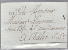 Lettre Dite Précurseurs  Sur  Enveloppe  S.C   20 Dijon  Destination Châlons Sur Saône - 1801-1848: Voorlopers XIX