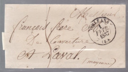 Lettre Dite Précurseurs  Sur Lettre  Cachet Orléans  1 Février 1837 Destination Laval - 1801-1848: Precursori XIX