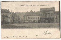 Namur Oude Postkaart Carte Postale CPA 1903 Place Saint Aubain (Hôtel) Et Le Cercle Catholique - Namen