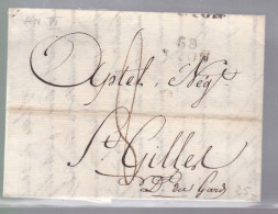 Lettre Dite Précurseurs  Sur Lettre 68 Lyon    28 Thermidor  An VI     Destination St -Gilles - 1801-1848: Voorlopers XIX