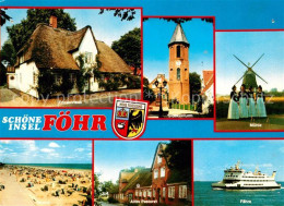 73293581 Insel Foehr Friesenhaus Glockenturm Windmuehle Trachten Strand Pastorat - Sonstige & Ohne Zuordnung