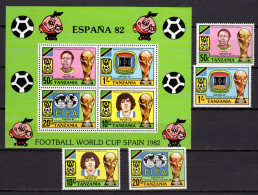 Tanzania 1982 Football Soccer World Cup Set Of 4 + S/s MNH - 1982 – Spain