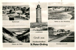 73293375 St Peter-Ording Badestrand Leuchtturm Brandungsbaden Duenen Strandprome - St. Peter-Ording