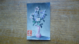 Ancienne Carte , Bouquet De Fleurs En Vase - Bloemen