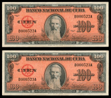 CUBA 100 PESOS 1959 PAREJA # MUY BAJO UNC SC- - Kuba