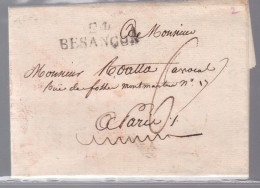 Lettre Dite Précurseurs  Sur Lettre     Besançon Le 4 Juillet 1823  Destination Paris - 1801-1848: Voorlopers XIX