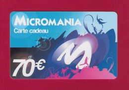 Carte Cadeau  MICROMANIA  70€.   Gift Card.   Geschenkkarte. - Tarjetas De Regalo