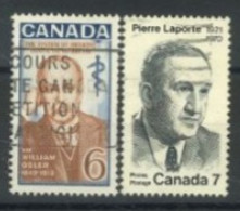CANADA - 1969/71, SIR WILLIAM OSLER & PIERRE LAPORTE STAMPS SET OF 2, USED. - Usati