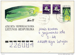 Uprated Stationery Cover - 2 January 1992 Vilnius C To Latvia - Lithuania