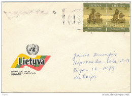 Multiple Stamps Cover - 22 June 1994 Kaunas To Latvia - Lituanie