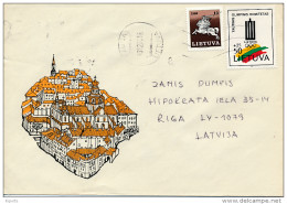 Multiple Stamps Cover - 20 December 1993 Kaunas To Latvia - Lituanie