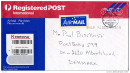 Registered POST International Barcode - 14 February 2002 Newcastle N.S.W. To Denmark - Entiers Postaux