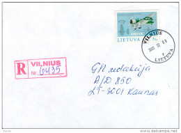 Mi 663 Registered Commercial Single Stamp Cover - 8 February 2000 Vilnius - Aeroplane ANBO-VIII - Lituanie