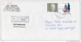 Registered  Cover Abroad / Costumes - 19 March 1997 Kaunas CPS - Lithuania