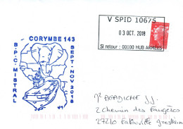 ENVELOPPE AVEC CACHET DU  BPC MISTRAL  - MISSION CORYMBE 143 - SEPTEMBRE / NOVEMBRE 2018 - LE 03/10/2018 - Poste Navale