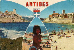 *CPM  - 06 - ANTIBES - Multivues - Blason - Femme Seins Nus - Otros & Sin Clasificación