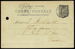 1899 Entier Postal Type Sage, Commercial, Expéditeur à 03 BELLENAVES Allier Vers 85 La Roche-sur-Yon Vendée - Standaardpostkaarten En TSC (Voor 1995)