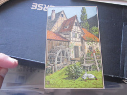 Water Mill Meissner Postcards Litho Old Postcards - Watermolens