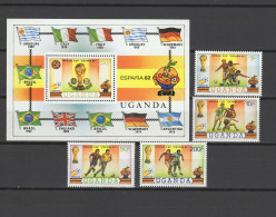 Uganda 1981 Football Soccer World Cup Set Of 4 + S/s MNH - 1982 – Espagne