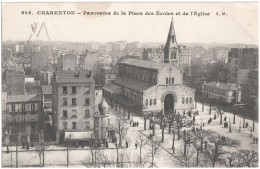 CPA DE CHARENTON  (VAL DE MARNE)  PANORAMA DE LA PLACE DES ÉCOLES ET DE L'ÉGLISE - Charenton Le Pont