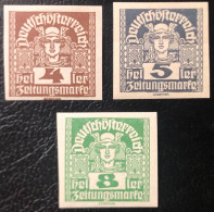 AUSTRIA 1920 4.5.8 Heller Newspaper Stamps - Unused Stamps