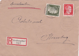 1943--Lettre Recommandée STRASBOURG-Els 7  Pour STRASBOURG..timbres Deutsches Reich--cachet  11-03-43 - 1921-1960: Periodo Moderno