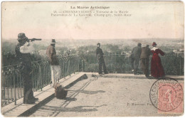 CPA DE CHENNEVIÈRES  (VAL DE MARNE)  TERRASSE DE LA MAIRIE, PANORAMAS DE LA VARENNE, CHAMPIGNY, SAINT-MAUR - Chennevieres Sur Marne