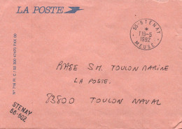 ENVELOPPE DE STENAY DANS LA MEUSE POUR LA BASE SOUS MARINS TOULON MARINE LE 19/05/1992 - BEAU CACHET - Correo Naval