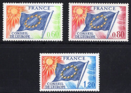 France Complete Serie 3v 1975 Name Change France - Conseil De L 'Europe MNH - Mint/Hinged