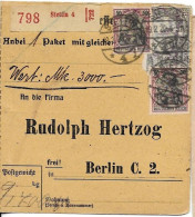 Paketkartenabschnitt 19.2.1920 From Stettin To Berlin - Lettres & Documents
