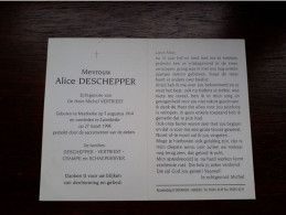 Alice Deschepper ° Meetkerke 1914 + Zuienkerke 1998 X Michel Vertriest - Obituary Notices