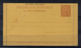 Italia / Colonie Eritrea 1893 Biglietto Postale ( B2) Nuovo - Erythrée