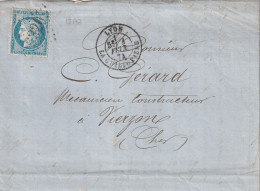 Lettre De Lyon à Vierzon LAC - 1849-1876: Période Classique