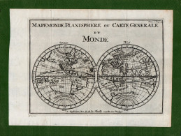 ST-US CALIFORNIA AS ISLAND Mapemonde Planisphere Ou Carte Generale Du Monde 1700~ Daniel De La Feuille - Prenten & Gravure