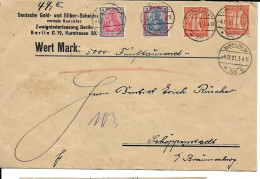 Germany Infla Wertbrief From Berlin  4.11.1921 Perfins Germania DGS Gold And Silver Cutting Firm - Lettres & Documents