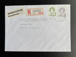 NETHERLANDS 1995 REGISTERED LETTER LEEUWARDEN TESSELSCHADESTR TO LEIDERDORP NEDERLAND AANGETEKEND - Covers & Documents