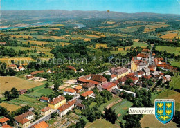 73286794 Strengberg Fliegeraufnahme Kirche Postgebäude Strengberg - Altri & Non Classificati