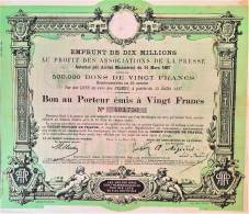 Emprunt Au Profit Des Associations De La Presse - Paris - 1887 !! - Africa