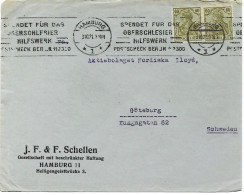 Germany Infla Hamburg To Sweden 3.10.1921 Oberschlesier Hilfswerk Cancel - Briefe U. Dokumente