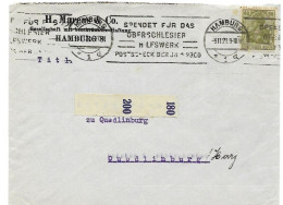 Germany Infla Hamburg  3.11.1921 Oberschlesier Hilfswerk Cancel - Briefe U. Dokumente
