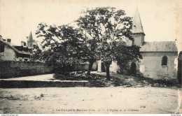 CPA La Chapelle Baloue-L'église Et Le Château-Timbre-TRES RARE-2      L2453 - Autres & Non Classés