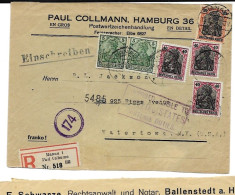 Germany Infla Registered Hanau To USA 1,60 Marks Tariff 13.2.1920 - Storia Postale