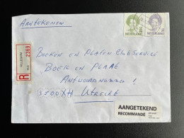 NETHERLANDS 1996 REGISTERED LETTER HILLEGOM TO UTRECHT 30-09-1996 NEDERLAND AANGETEKEND - Lettres & Documents