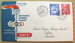 1956 - Voyage De La Torche Olympique D'Athènes à Melbourne - Olympic Torch Flight With Qantas - Covers & Documents