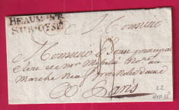 MARQUE BEAUMONT SUR OISE SEINE ET OISE 1780 LENAIN N°2 INDICE 18 POUR PARIS LETTRE - 1701-1800: Vorläufer XVIII