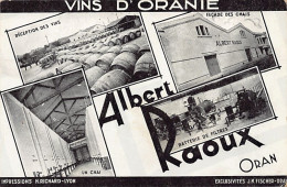 ORAN Vins D'Oranie ALBERT RAOUX Carte Publicitaire - Oran