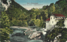 ROMANIA 1928 BAILE HERCULANE - THE ELECTRIC PLANT, BUILDING, ARCHITECTURE, RIVER, MOUNTAIN LANDSCAPE - Romania