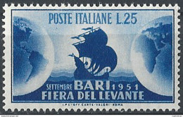 1951 Italia Fiera Di Bari MNH Sassone N. 670 - 1946-60: Mint/hinged