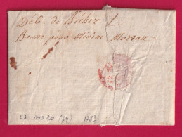 DEBOURSE MANUSCRIT DE BECHEREL 1783 ILLE ET VILAINE LENAIN N°3 INDICE 20 DEPART NANTES LOIRE INFERIEURE LETTRE - 1701-1800: Vorläufer XVIII