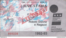 Bl63 Biglietto Calcio Ticket  Juve Stabia  - Bisceglie 1992-93 - Biglietti D'ingresso